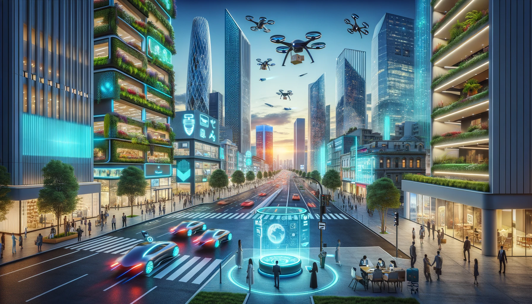 a futuristic AI city